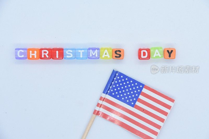 由字母立方体组成的单词CHRISTMAS DAY